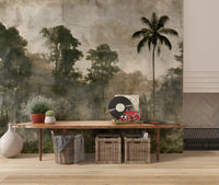 Aged Tropical Forest Silhouette Wall Mural