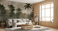 Aged Tropical Forest Silhouette Wall Mural