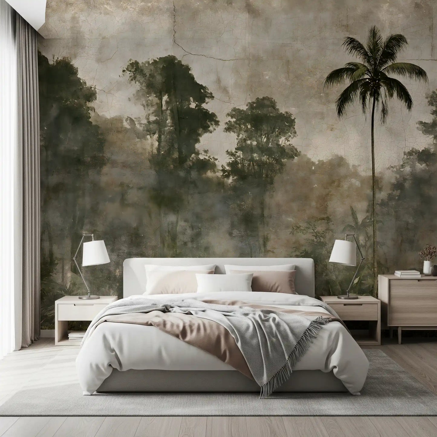 Aged Tropical Forest Silhouette Wall Mural