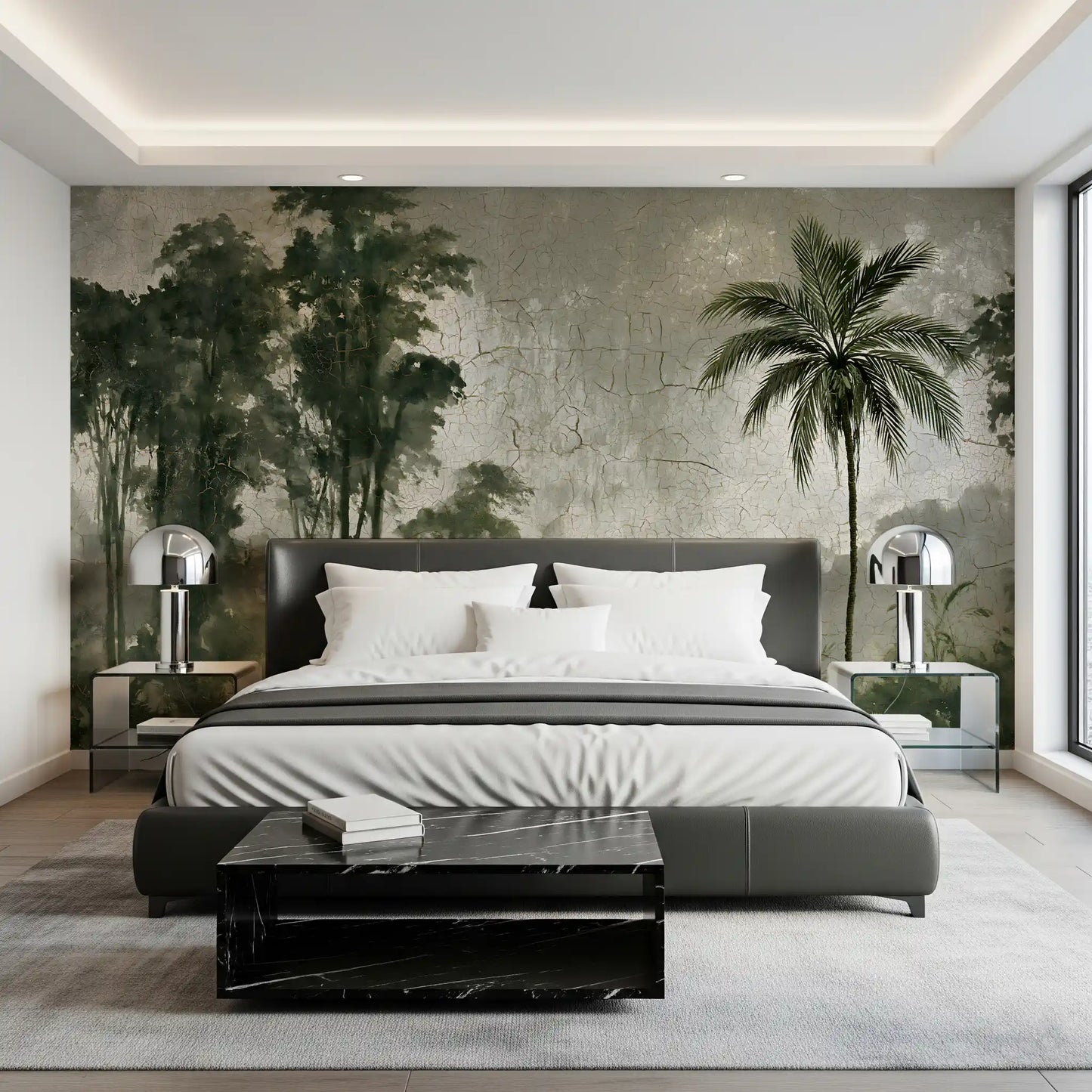 Vintage Palm Forest Distressed Canvas Wall Mural