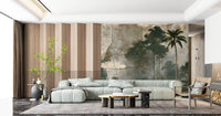 Misty Palm Forest Plaster Effect Wall Mural