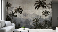 Vintage Palm Grove Mist Wall Mural