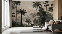 Monochrome Tropical Expedition Wall Mural