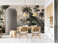 Monochrome Tropical Expedition Wall Mural