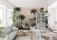 Monochrome Tropical Expedition Wall Mural