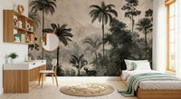 Monochrome Tropical Expedition Wall Mural