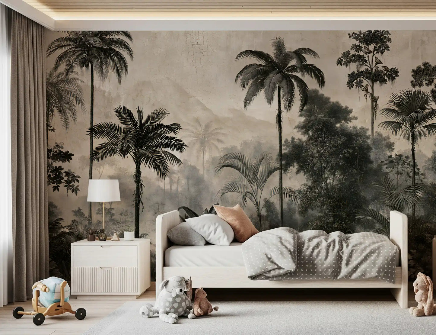 Monochrome Tropical Expedition Wall Mural
