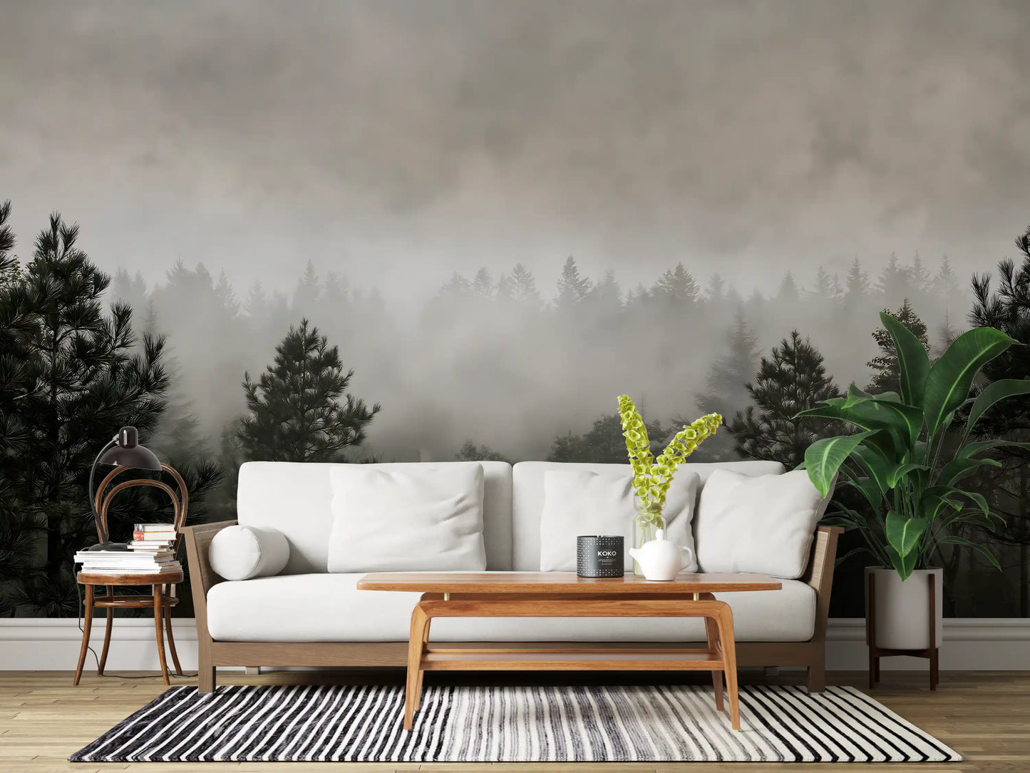 Sylvan Mist Monochrome Scene Wall Mural