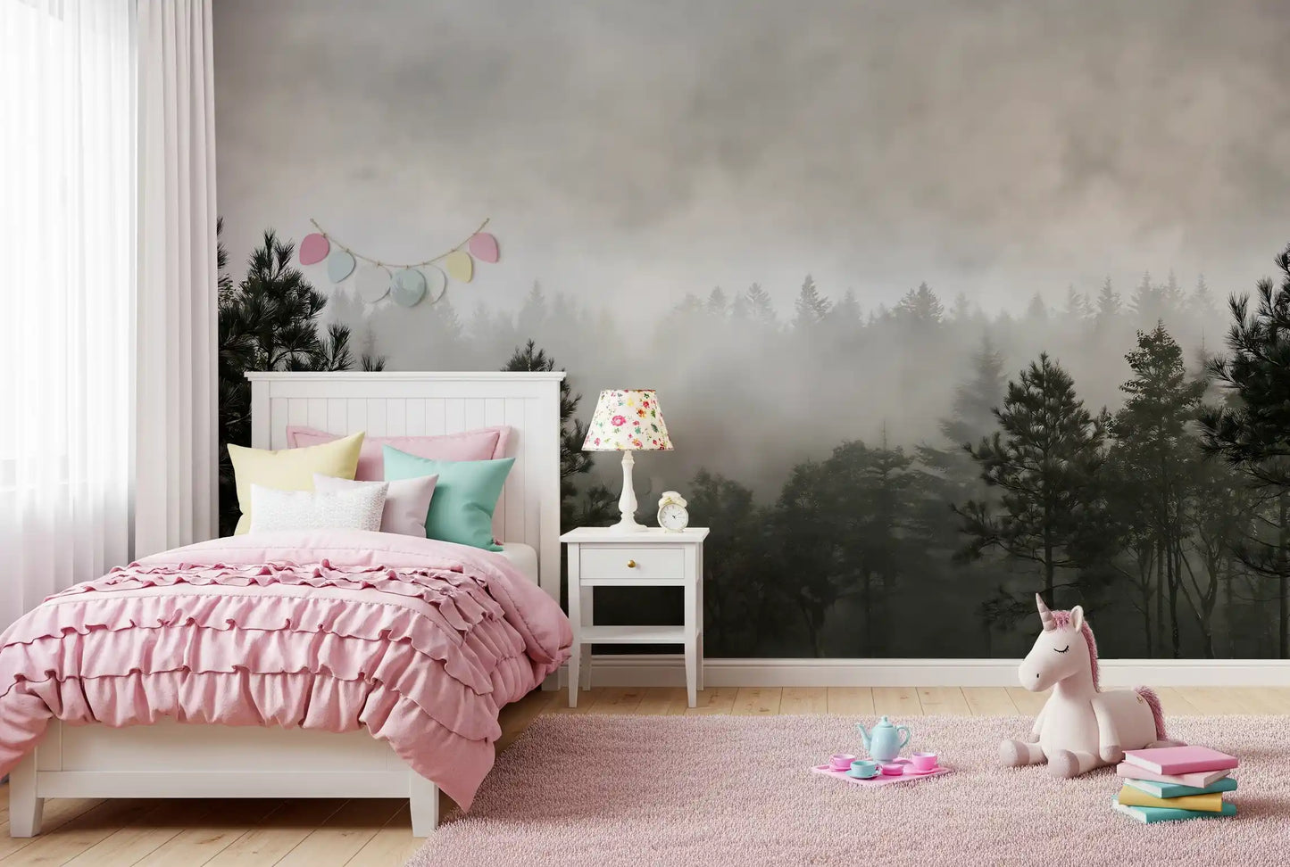 Sylvan Mist Monochrome Scene Wall Mural