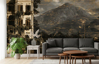 Sepia Tone Lakeside Villa Heritage Wall Mural