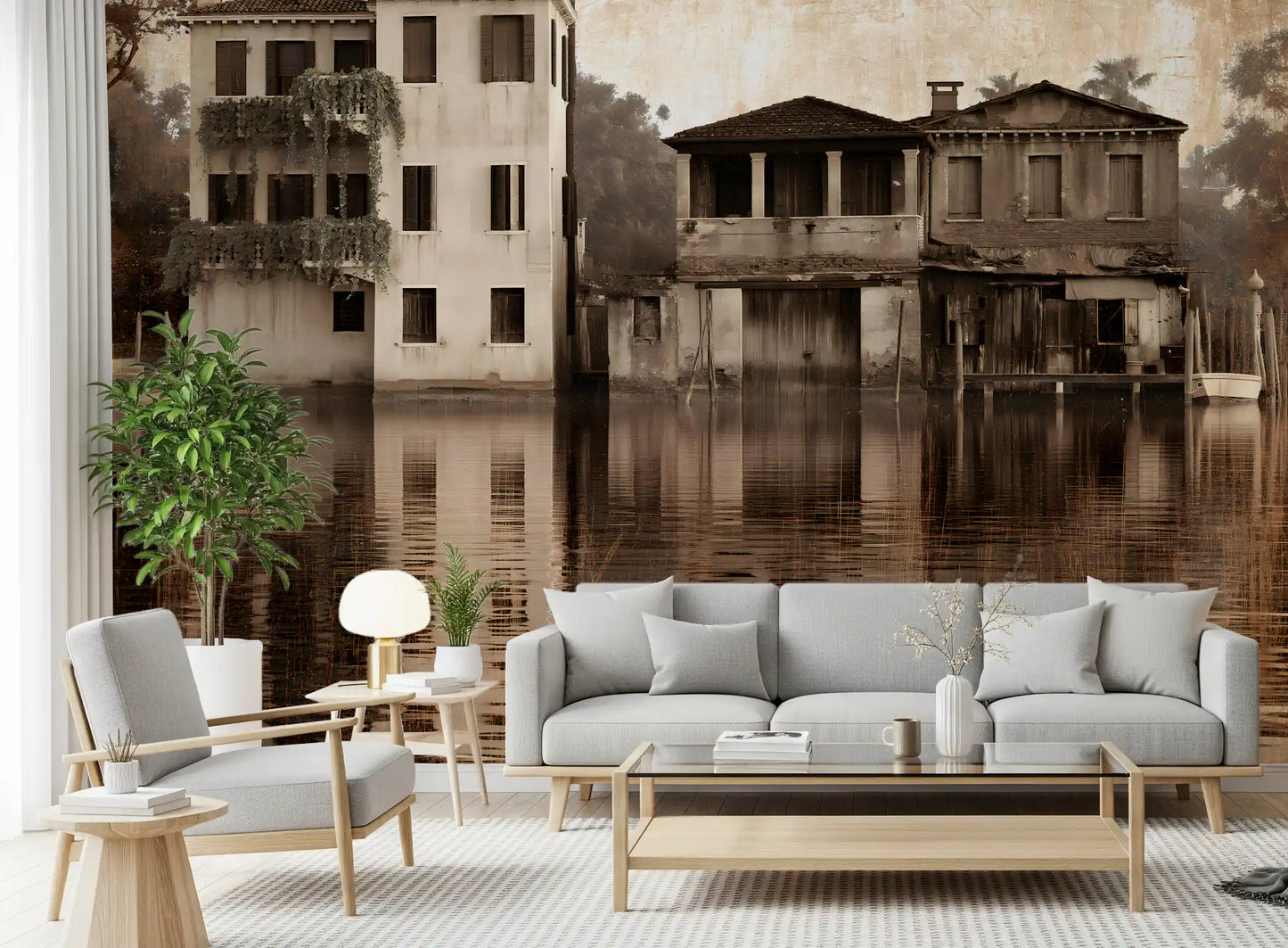 Venetian Riverside Reflection Wall Mural