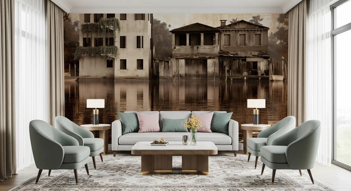 Venetian Riverside Reflection Wall Mural