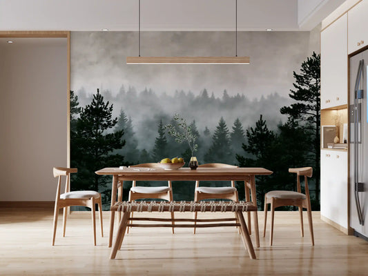 Shadowed Evergreen Woodland Wall Mural