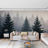 Winter Woodland Mist Study Wall Mural