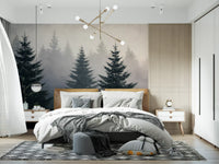 Winter Woodland Mist Study Wall Mural