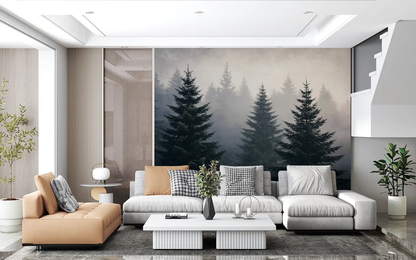 Winter Woodland Mist Study Wall Mural