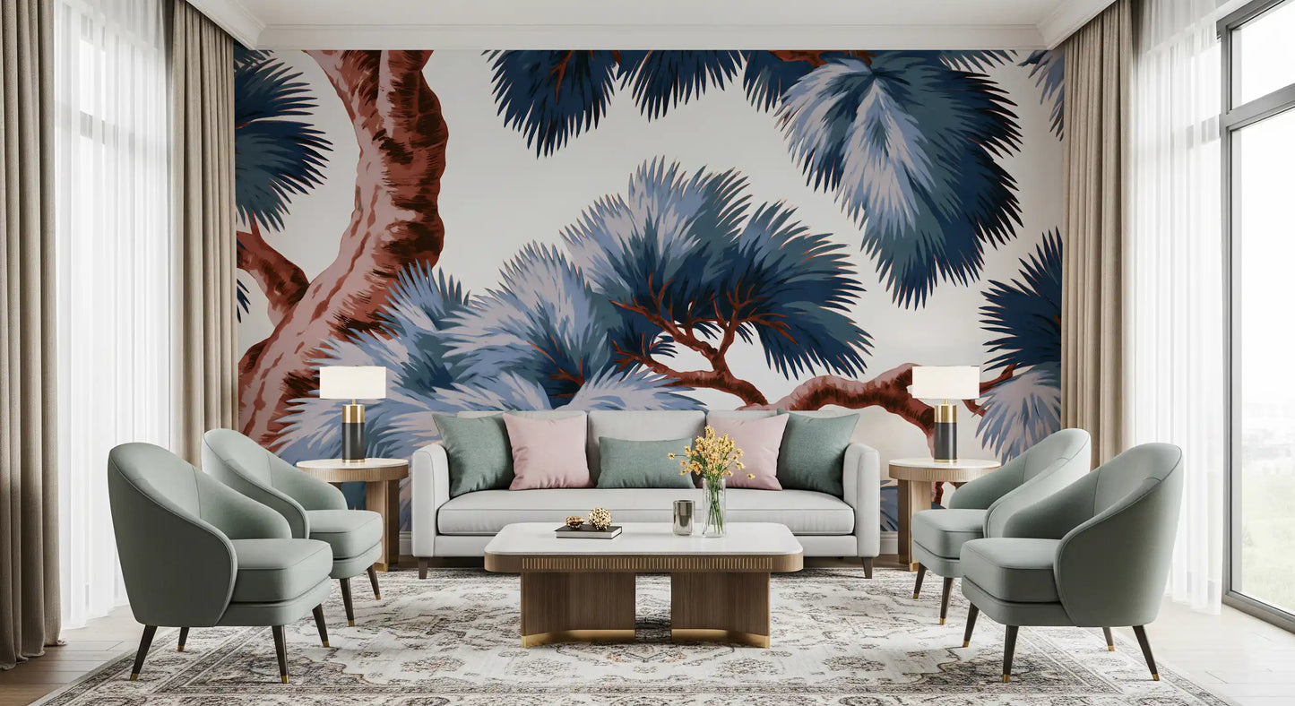 Azure Evergreen Canopy Wall Mural