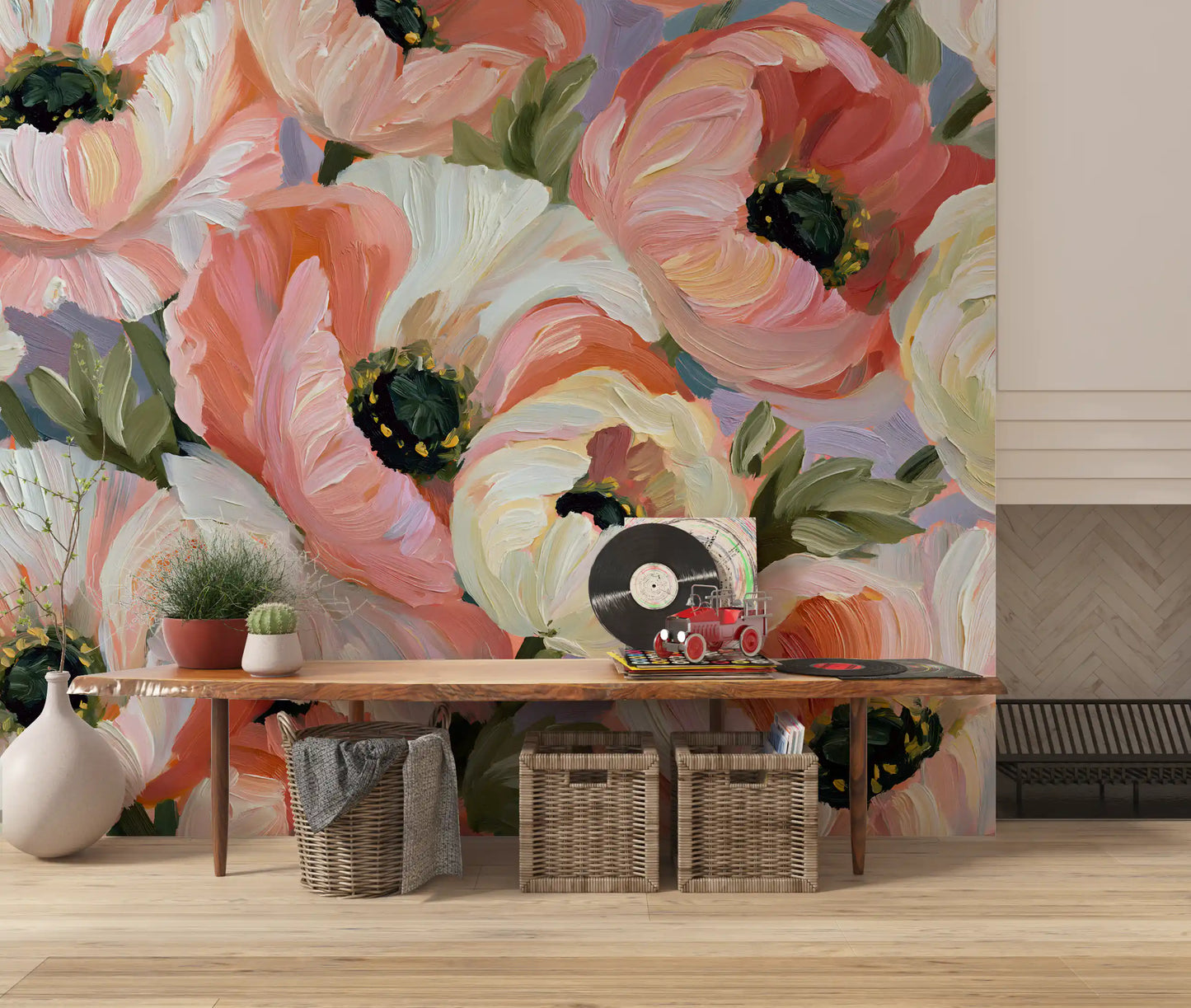 Impressionist Poppy Bloom Field Wall Mural