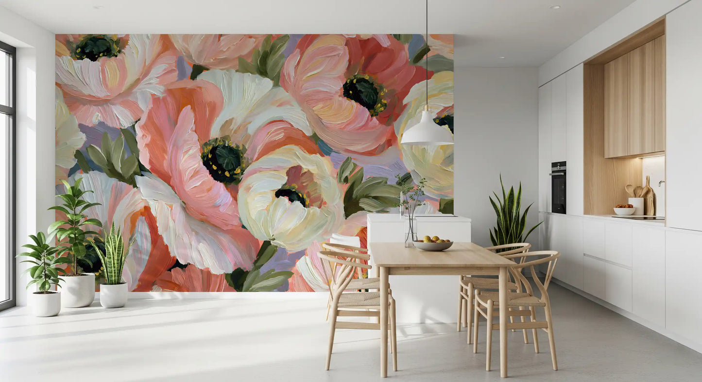 Impressionist Poppy Bloom Field Wall Mural