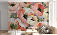 Impressionist Poppy Bloom Field Wall Mural
