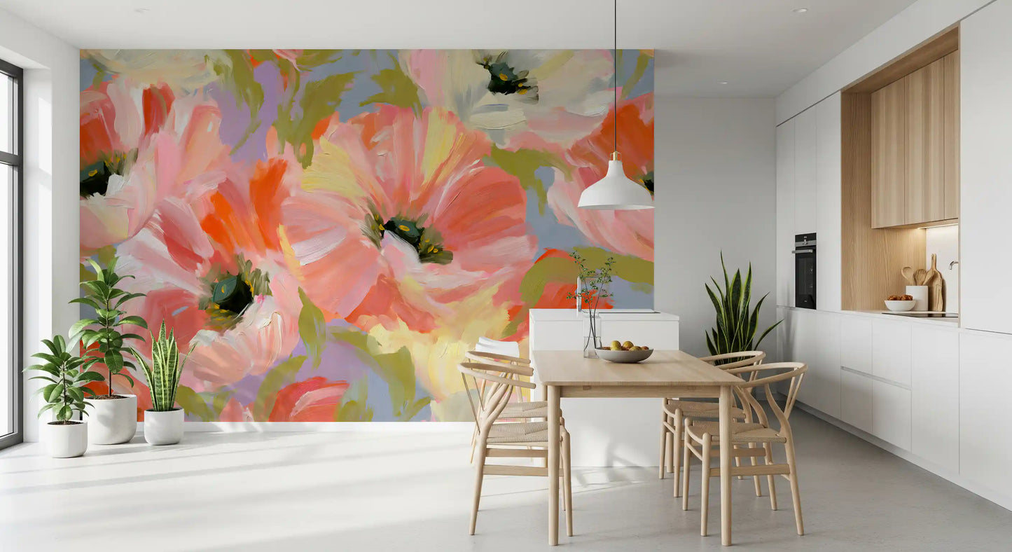 Impressionist Poppy Garden Wall Mural