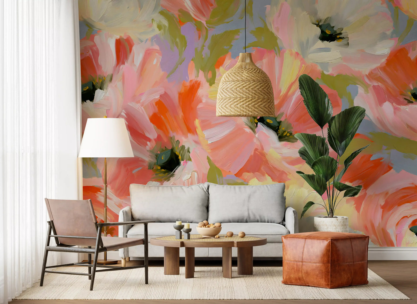 Impressionist Poppy Garden Wall Mural