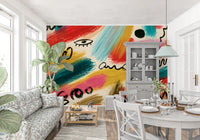 Vibrant Abstract Brushstroke Expression Wall Mural