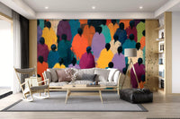Impasto Figures in Vibrant Hues Wall Mural