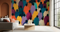 Impasto Figures in Vibrant Hues Wall Mural
