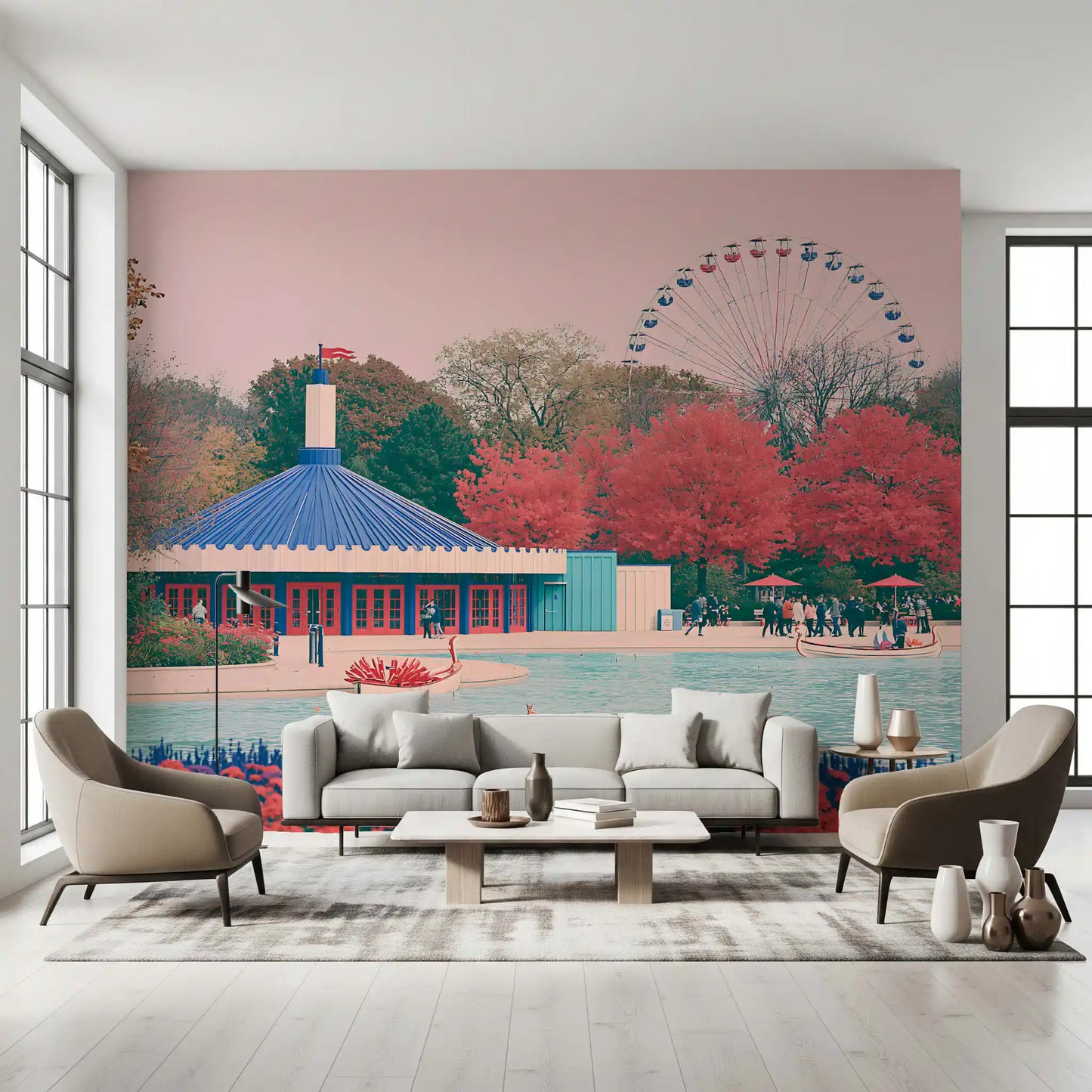Fairground Pavilion and Ferris Wheel Wall Mural