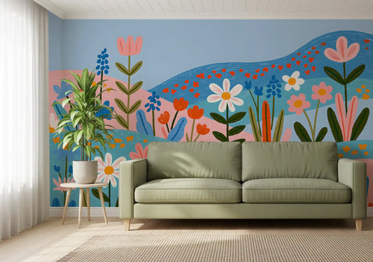 Bohemian Spring Meadow Landscape Wall Mural