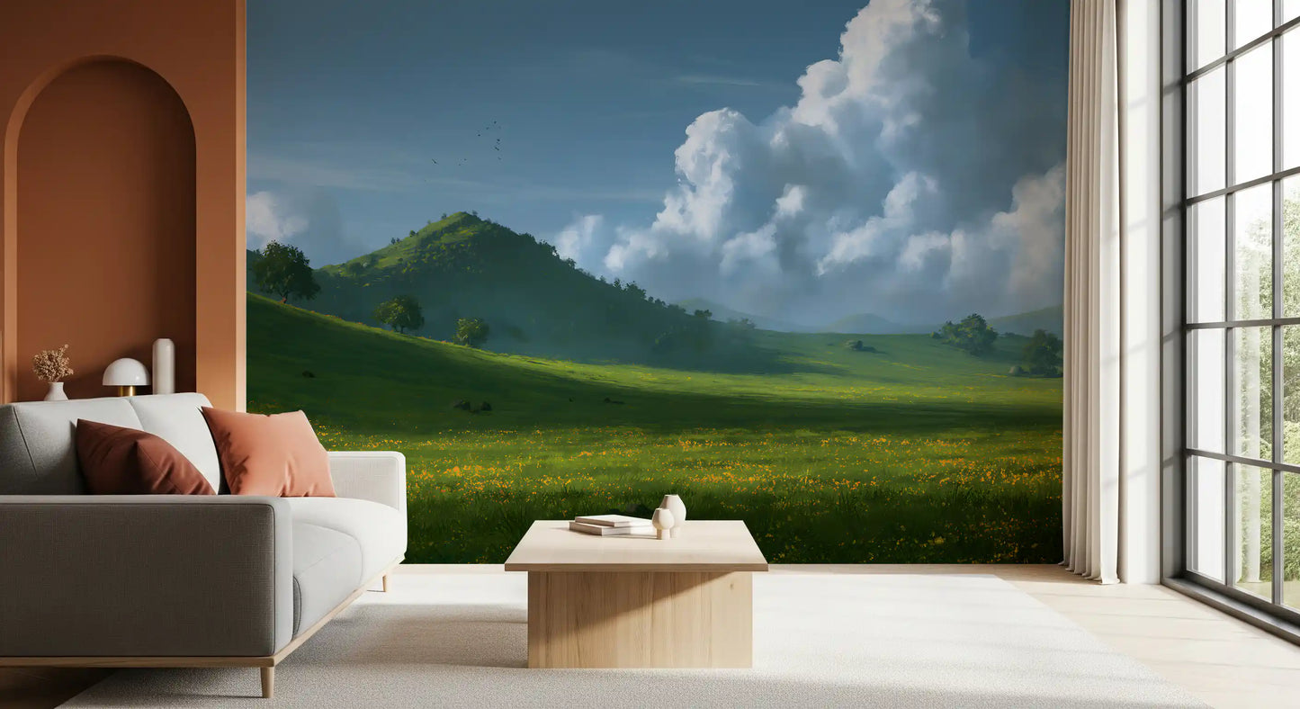 Rolling Green Hills and Summer Skies Wall Mural