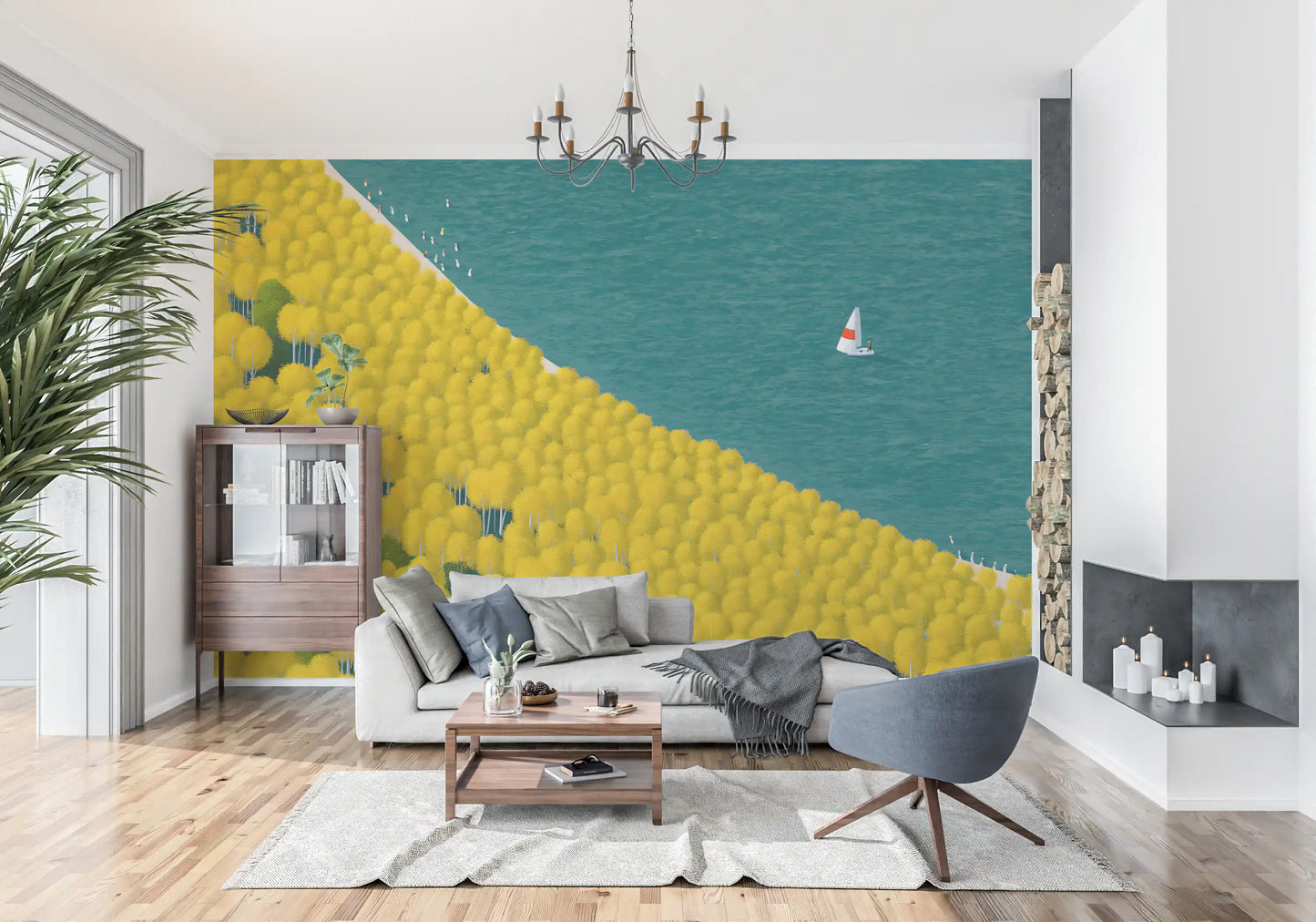 Isometric Autumn Sailing Journey Wall Mural