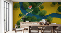 Isometric Countryside Meadow Scene Wall Mural