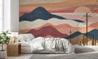 Desert Sunset Mountain Landscape Wall Mural