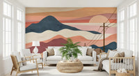 Desert Sunset Mountain Landscape Wall Mural