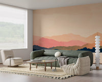 Serene Sunset Mountain Peaks Wall Mural