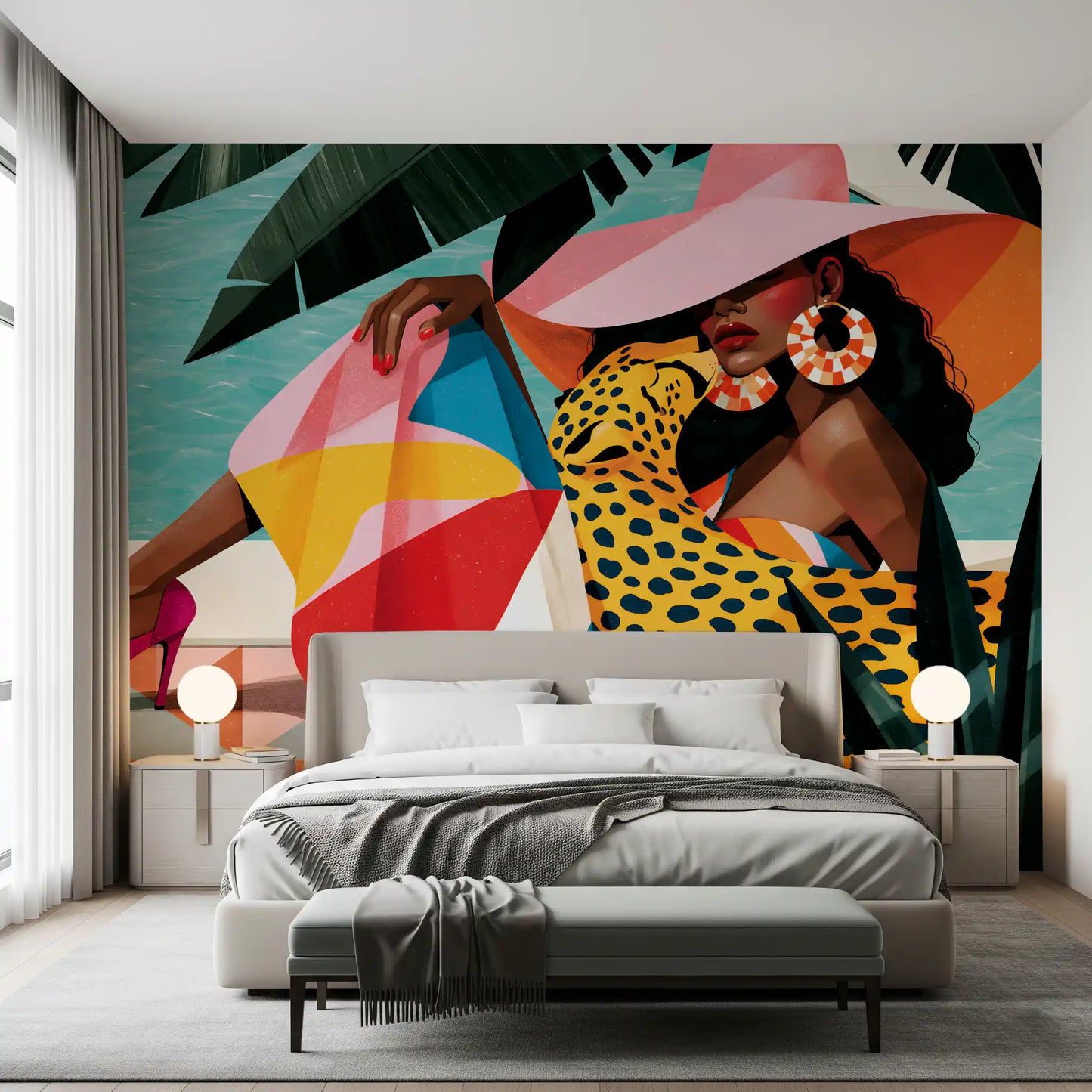 Chic Summer Leisure Illustration Wall Mural