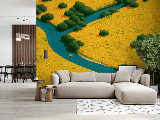 Summer Wildflower Stream Vista Wall Mural