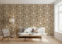 Rustic Autumn Harvest Linocut Wallpaper⁠