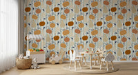 Autumn Harvest Striped Pumpkin Motif Wallpaper⁠