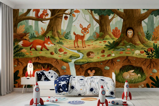 Woodland Creatures Forest Life Wall Mural