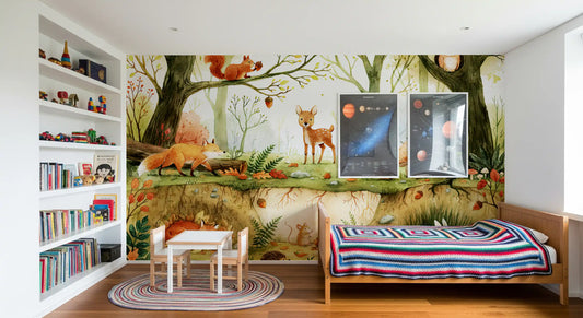 Enchanted Woodland Friends Illustration Wall Mural