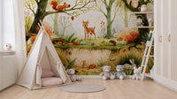 Enchanted Woodland Friends Illustration Wall Mural