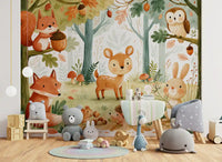 Forest Friends and Autumn Foliage Wall Mural