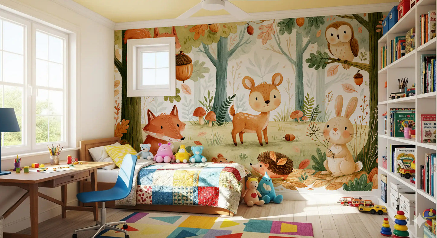 Forest Friends and Autumn Foliage Wall Mural