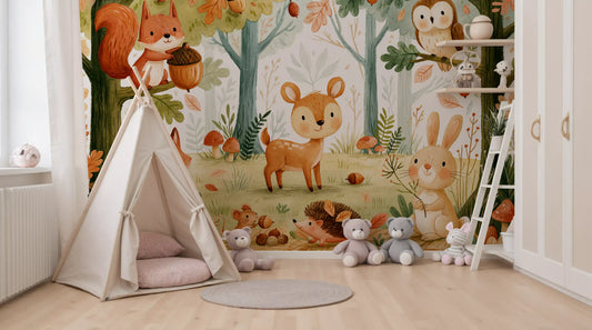 Forest Friends and Autumn Foliage Wall Mural