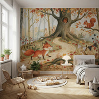Fox and Woodland Friends Meadow Scene Wall Mural