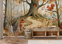 Fox and Woodland Friends Meadow Scene Wall Mural