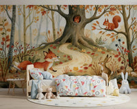 Fox and Woodland Friends Meadow Scene Wall Mural